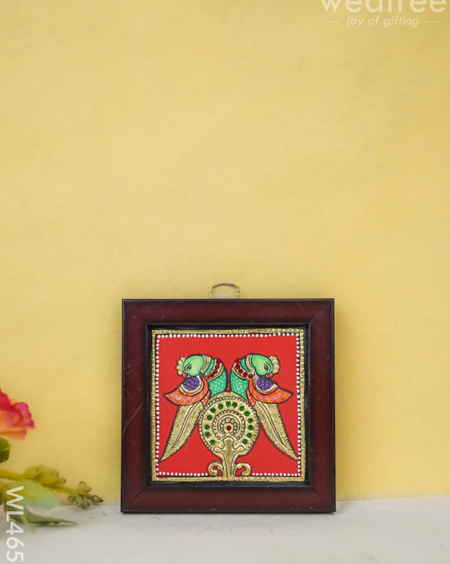 Tanjore Art Photo Frame - Twin Parrot Wl4658 Painting