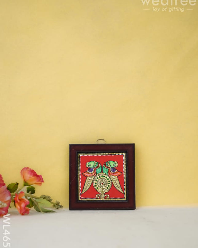 Tanjore Art Photo Frame - Twin Parrot Wl4658 Painting