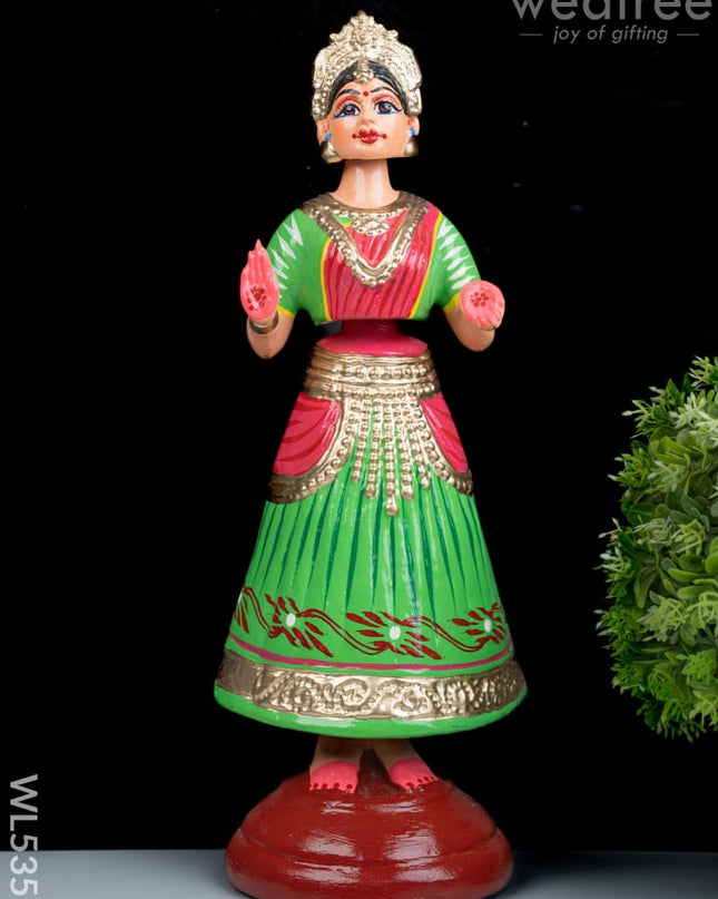 Tanjore Dancing Doll - Kondapalli - 14 inch - WL5357 - Wooden Decor