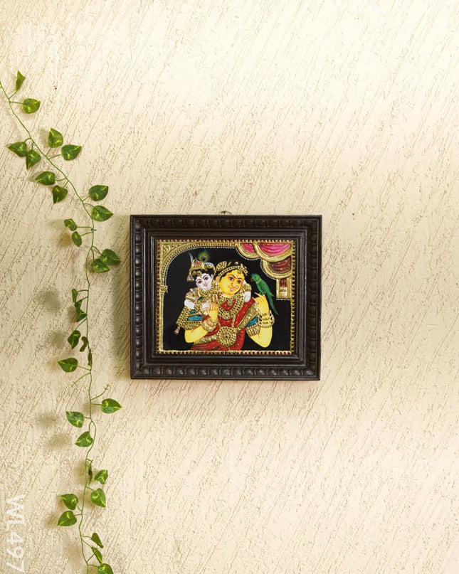 Tanjore Painting - Yashoda with Krishna - Flat - 12*10 inch - WL4976 Tanjore Painting