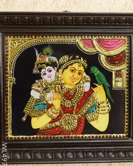 Tanjore Painting - Yashoda with Krishna - Flat - 12*10 inch - WL4976 Tanjore Painting