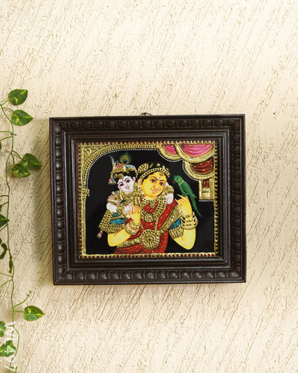 Tanjore Painting - Yashoda with Krishna - Flat - 12*10 inch - WL4976 Tanjore Painting