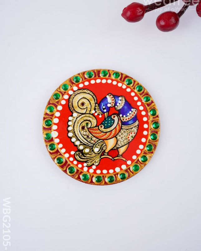 Tanjore Painting Annapakshi Fridge Magnet - 3 inch - WBG2105-2 - Fridge Magnet RG