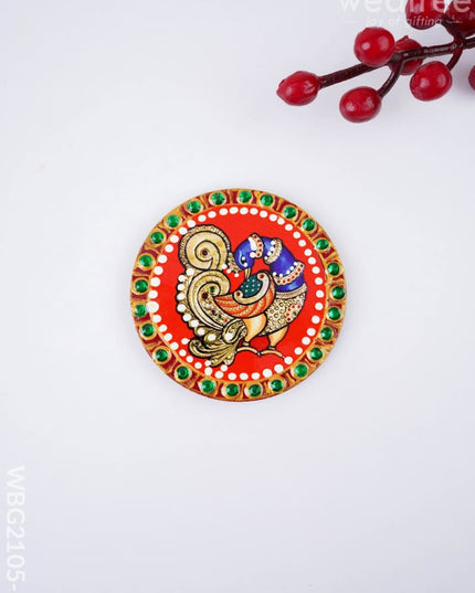 Tanjore Painting Annapakshi Fridge Magnet - 3 inch - WBG2105-2 - Fridge Magnet RG