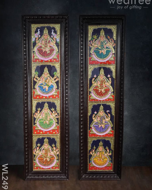 Tanjore Painting Ashtalakshmi - 8 X 40 (2 Panel) Wl2491