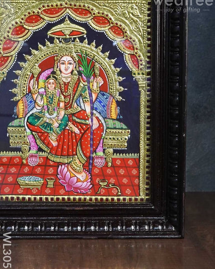 Tanjore Painting - Bala & Lalitha Tripura Sundari - Flat (Gold Foil) - 15x12 inch - WL3056 - Tanjore Painting