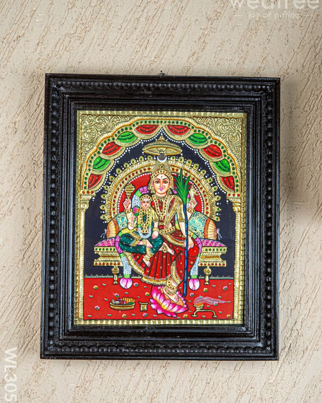 Tanjore Painting - Bala & Lalitha Tripura Sundari - Flat (Gold Foil) - 15x12 inch - WL3056 - Tanjore Painting