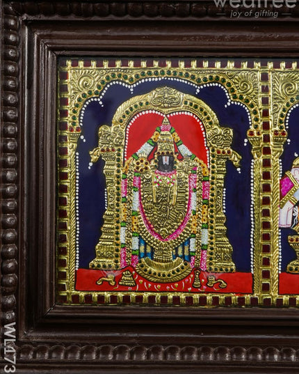 Tanjore Painting - Venkateswara Lakshmi Ganesha Saraswathi Murugan 9X39 (5 In 1) Wl1736
