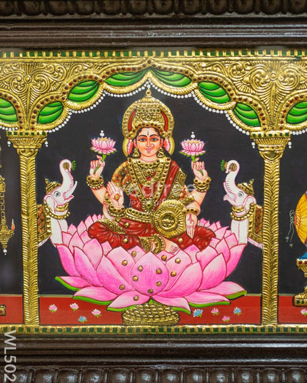 Tanjore Painting - Balaji-Gajalakshmi-Ganesha-Saraswathi-Murugan - Flat (Gold Foil) - 50x12 inch (5 in 1) - WL5026