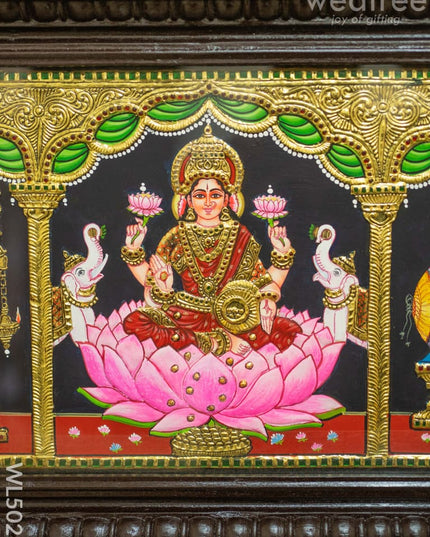 Tanjore Painting - Balaji-Gajalakshmi-Ganesha-Saraswathi-Murugan - Flat (Gold Foil) - 50x12 inch (5 in 1) - WL5026