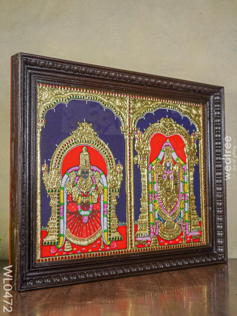 Tanjore Painting Balaji Padmavati Thayar- 24X18 Inches - Wl0472