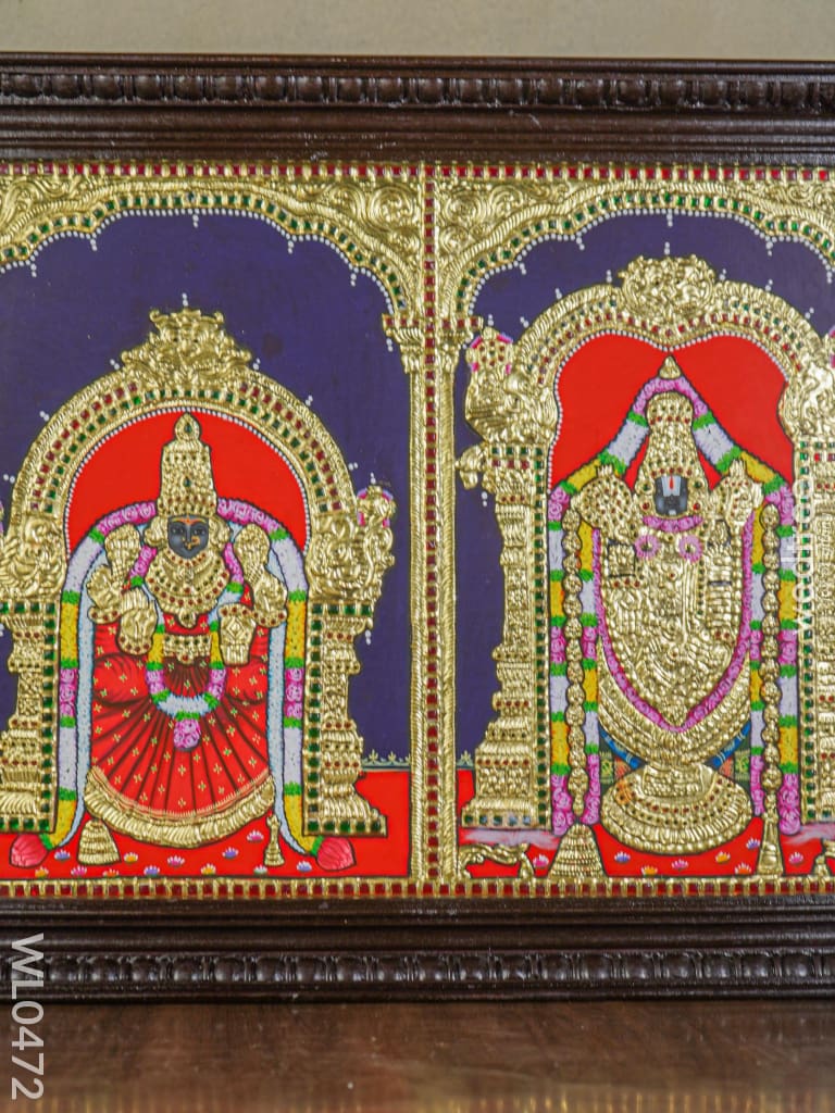 Tanjore Painting Balaji Padmavati Thayar- 24X18 Inches - Wl0472