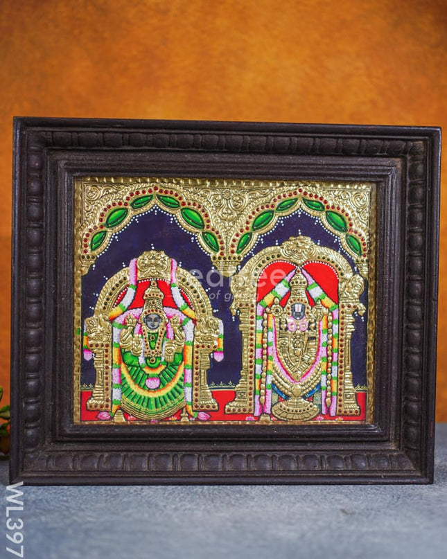 Tanjore Painting - Balaji & Padmavathi 10 X 12 Inch Flat [Gold Foil] Wl3977