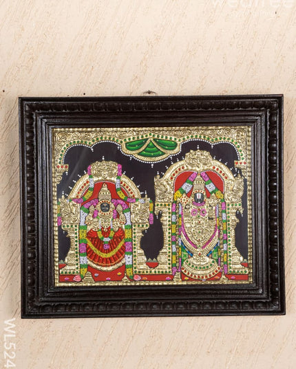 Tanjore Painting - Balaji-Padmavati Thayar - Flat (Gold Foil) - 15x12 inch - WL5246 - Tanjore Painting