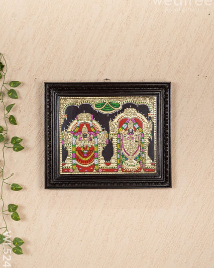 Tanjore Painting - Balaji-Padmavati Thayar - Flat (Gold Foil) - 15x12 inch - WL5246 - Tanjore Painting
