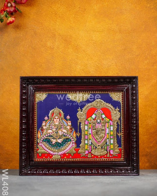 Tanjore Painting - Balaji-Padmavathi 15 X 12 Inch Flat [Gold Foil] Wl4081