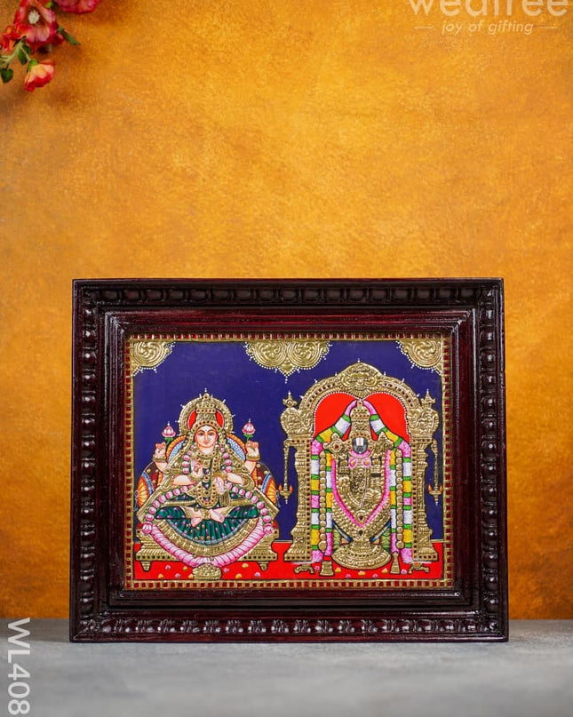 Tanjore Painting - Balaji-Padmavathi 15 X 12 Inch Flat [Gold Foil] Wl4081