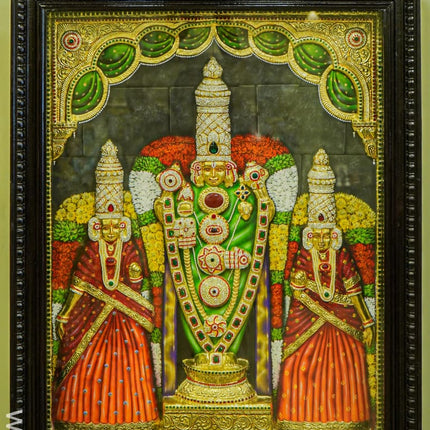 Tanjore Painting (Embossed) Balaji Padmavathi Thayar - 4X3Ft Wl3800