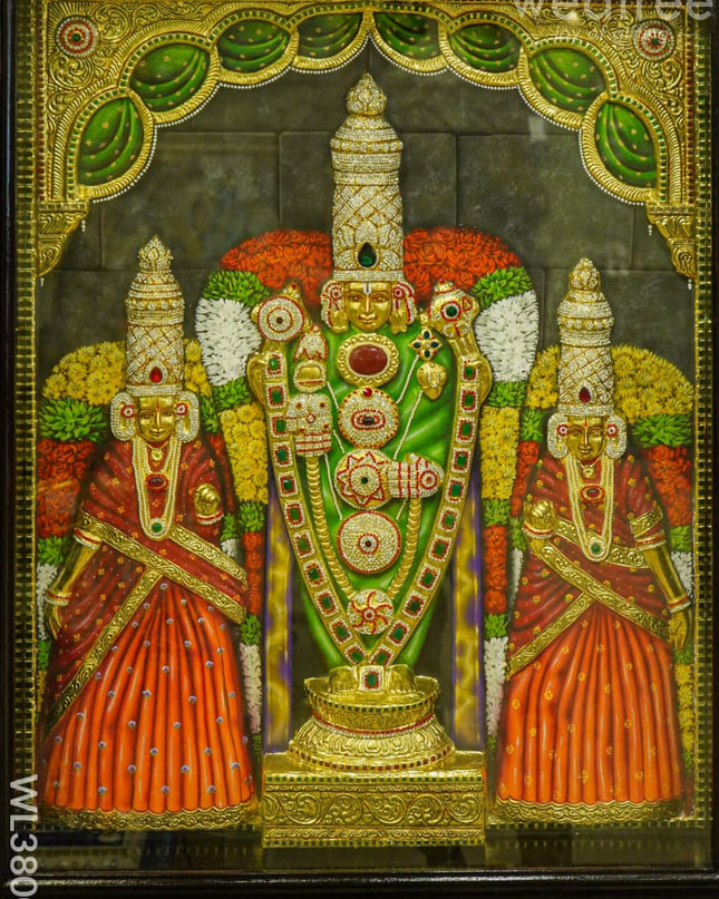 Tanjore Painting (Embossed) Balaji Padmavathi Thayar - 4X3Ft Wl3800