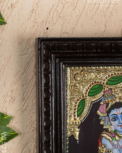 Tanjore Painting - Butter Krishna - Flat (Gold Foil) - 12x10 inch - WL5234 - Tanjore Painting