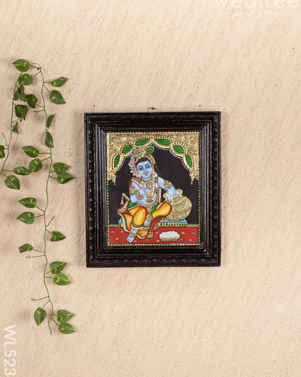 Tanjore Painting - Butter Krishna - Flat (Gold Foil) - 12x10 inch - WL5234 - Tanjore Painting