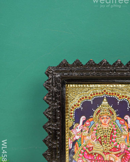 Tanjore Painting Chettinad Frame - Gajalakshmi Flat (Gold Foil) - 8 X 6 Inch Wl4588