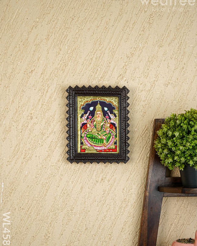 Tanjore Painting (Chettinad Frame) - Gajalakshmi - Flat (Gold Foil) - 8x6 inch - WL4588 - Tanjore Painting