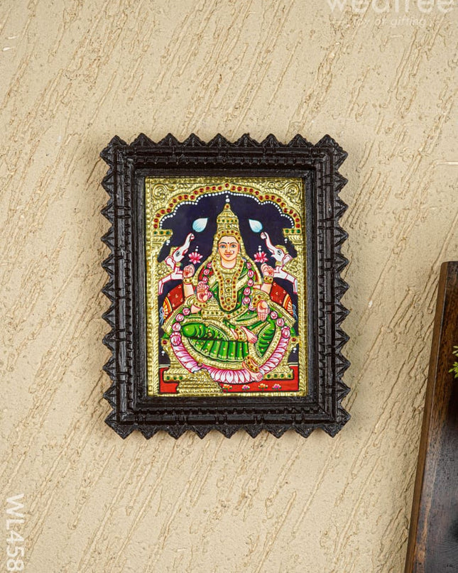 Tanjore Painting (Chettinad Frame) - Gajalakshmi - Flat (Gold Foil) - 8x6 inch - WL4588 - Tanjore Painting