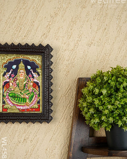 Tanjore Painting (Chettinad Frame) - Gajalakshmi - Flat (Gold Foil) - 8x6 inch - WL4588 - Tanjore Painting