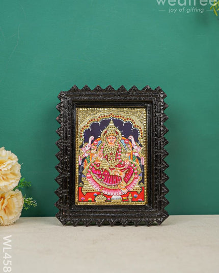 Tanjore Painting Chettinad Frame - Gajalakshmi Flat (Gold Foil) - 8 X 6 Inch Wl4588