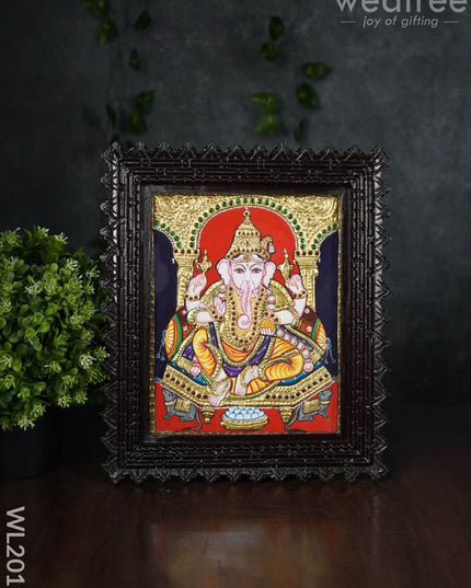 Tanjore Painting Ganesha (Chettinad Frame) - Flat Work- 8X6 Wl2019