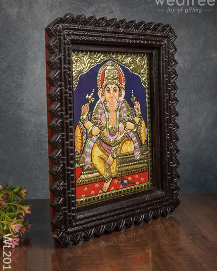 Tanjore Painting Ganesha (Chettinad Frame):  10X8 - Wl2019