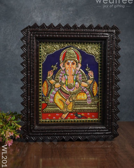 Tanjore Painting Ganesha (Chettinad Frame):  10X8 - Wl2019