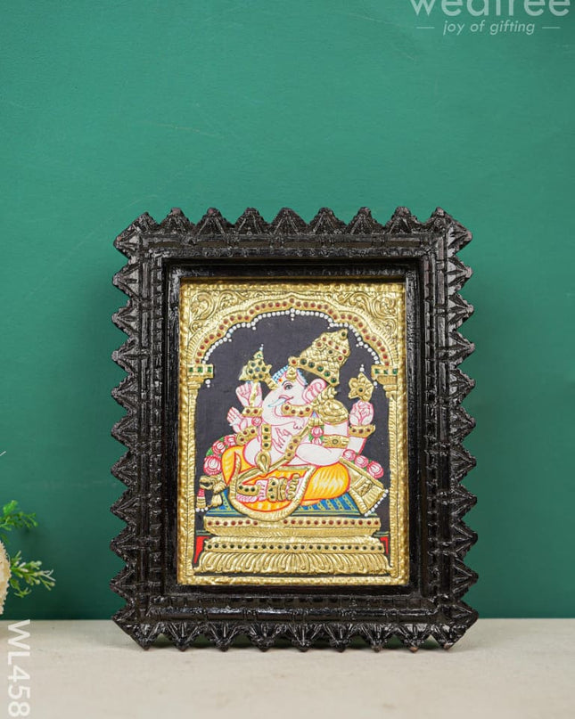 Tanjore Painting Chettinad Frame - Ganesha Flat (Gold Foil) - 8 X 6 Inch Wl4589