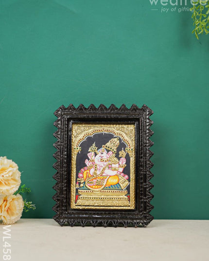 Tanjore Painting Chettinad Frame - Ganesha Flat (Gold Foil) - 8 X 6 Inch Wl4589