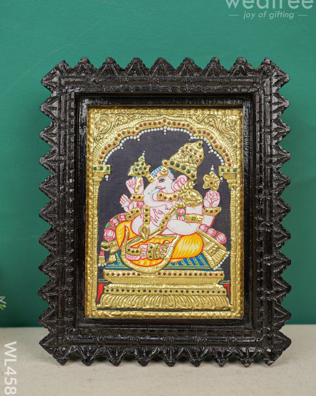 Tanjore Painting Chettinad Frame - Ganesha Flat (Gold Foil) - 8 X 6 Inch Wl4589