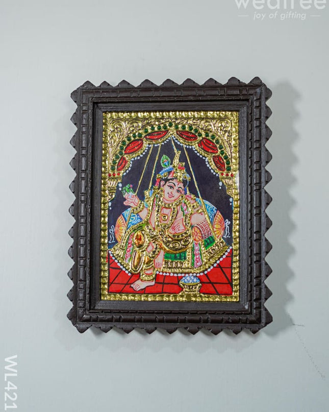 Tanjore Painting - Little Krishna (Chettinad Frame) 6 X 8 Inch-Flat [Gold Foil] Wl4219