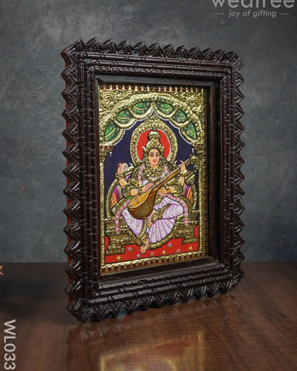 Tanjore Painting Saraswathi (Chettinad Frame):  10X8 Inch - Wl0337 Painting