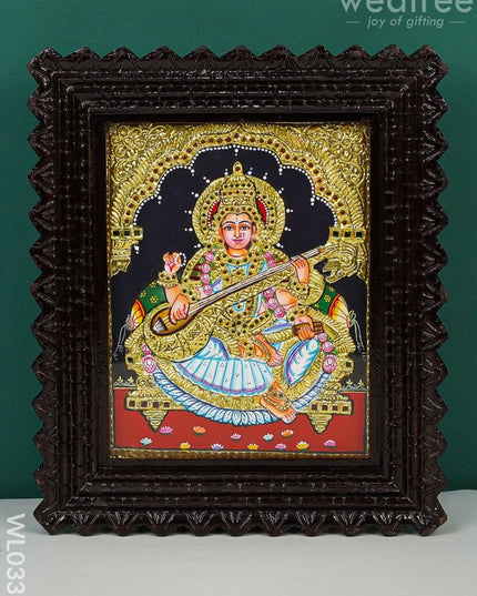 Tanjore Painting Saraswathi - Flat (Gold Foil) 10X8 Inch Wl0337