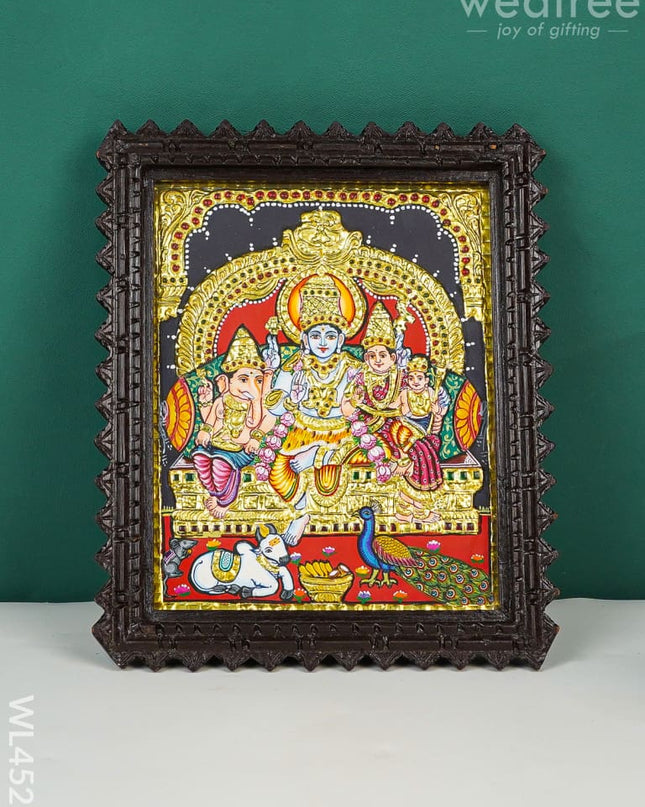 Tanjore Painting - Shiv Parivar Flat (Gold Foil) 10 X 8 Inch Wl4526