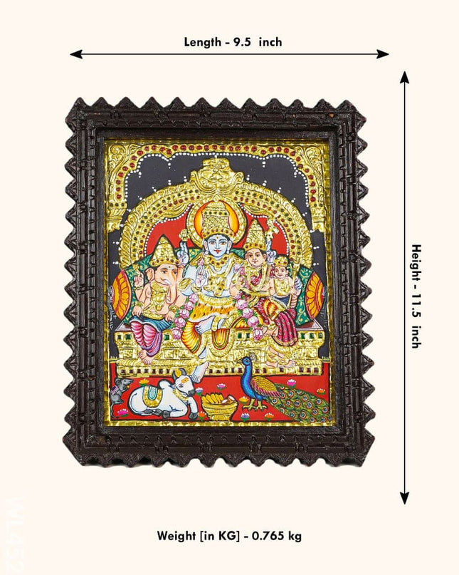 Tanjore Painting - Shiv Parivar Flat (Gold Foil) 10 X 8 Inch Wl4526