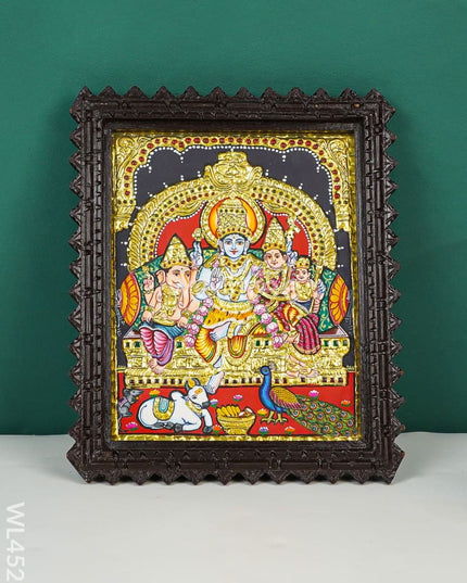 Tanjore Painting - Shiv Parivar Flat (Gold Foil) 10 X 8 Inch Wl4526