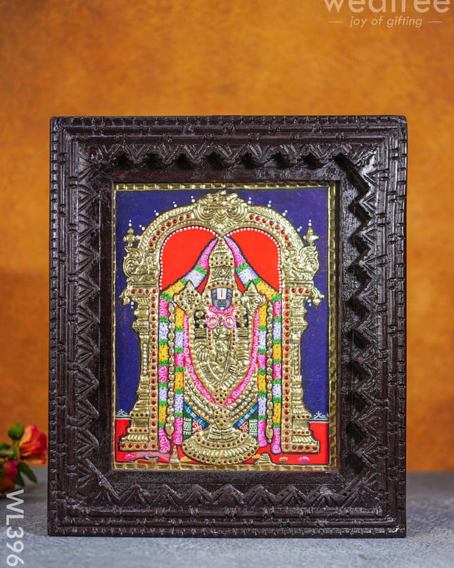 Tanjore Painting - Tirupati Balaji 10 X 8 Inch Flat [Gold Foil] Wl3969