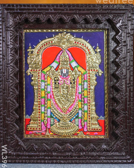 Tanjore Painting - Tirupati Balaji 10 X 8 Inch Flat [Gold Foil] Wl3969