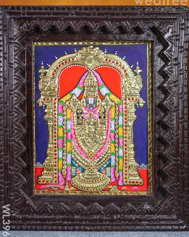 Tanjore Painting - Tirupati Balaji 10 X 8 Inch Flat [Gold Foil] Wl3969