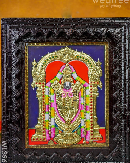 Tanjore Painting - Tirupati Balaji 10 X 8 Inch Flat [Gold Foil] Wl3969