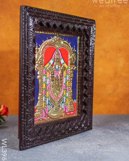 Tanjore Painting - Tirupati Balaji 10 X 8 Inch Flat [Gold Foil] Wl3969