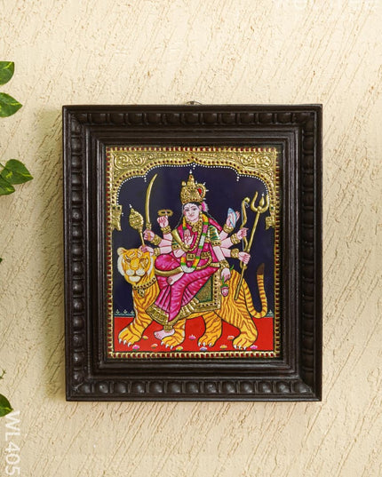 Tanjore Painting - Durga - Flat (Gold Foil) - 12x10 inch - WL4057 Tanjore Painting