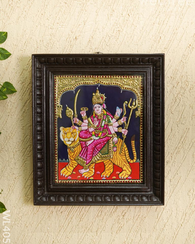 Tanjore Painting - Durga - Flat (Gold Foil) - 12x10 inch - WL4057 Tanjore Painting