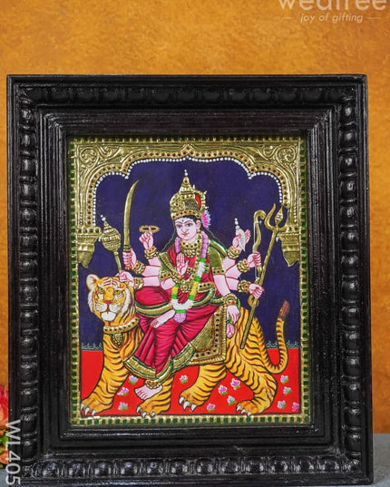 Tanjore Painting - Durga - Flat (Gold Foil) - 12x10 inch - WL4057 - Tanjore Painting